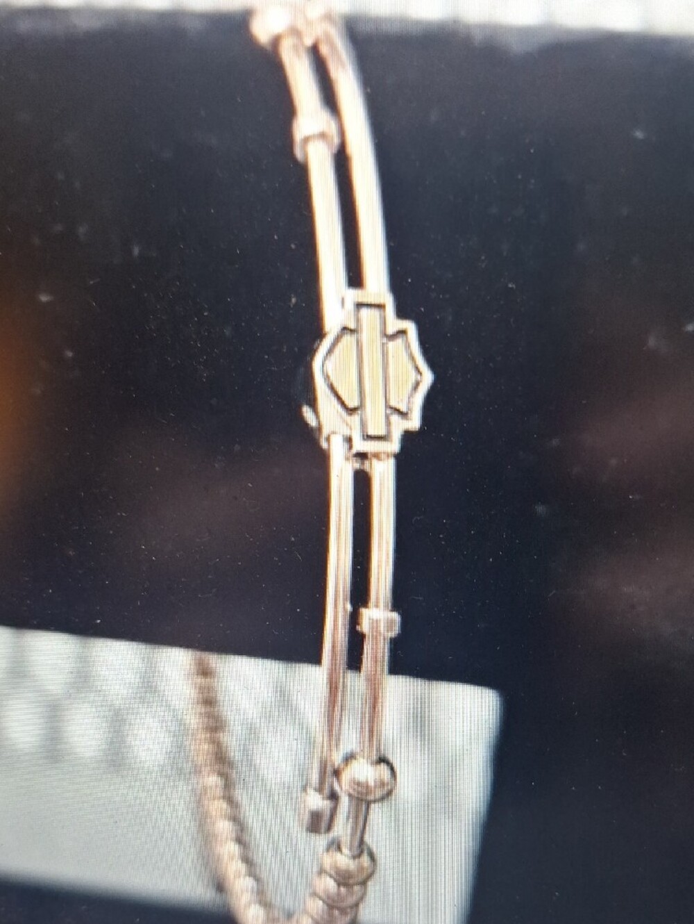 NWT Harley-Davidson Rose Gold Beaded Charm Bangle Bracelet